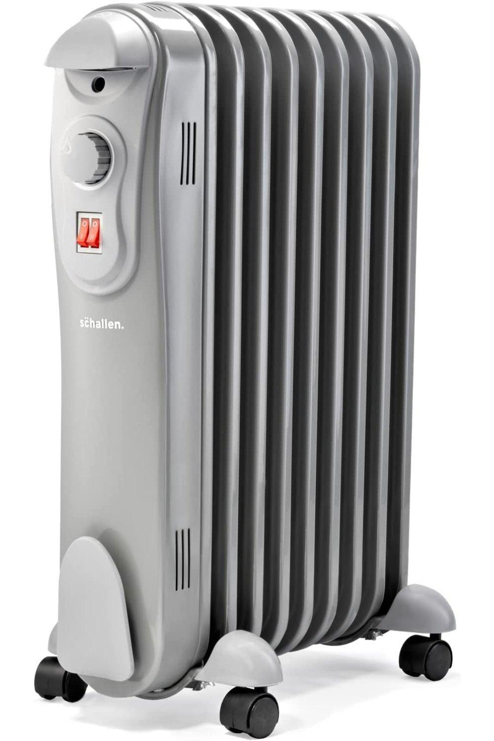 2000W 9 Fin Portable Electric Slim Oil Filled Radiator Heater with Adjustable Temperature Thermostat